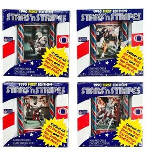 1990 Stars 'n Stripes NFL First Edition 8 Pro Bowl Player Photo Cards 4 Box set